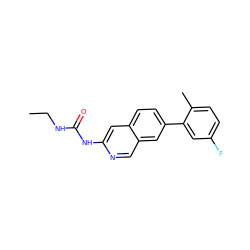 CCNC(=O)Nc1cc2ccc(-c3cc(F)ccc3C)cc2cn1 ZINC000144319766