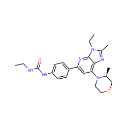 CCNC(=O)Nc1ccc(-c2cc(N3CCOC[C@@H]3C)c3nc(C)n(CC)c3n2)cc1 ZINC001772594092