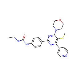 CCNC(=O)Nc1ccc(-c2nc(-c3ccncc3)c(SC)c(N3CCOCC3)n2)cc1 ZINC000198443575