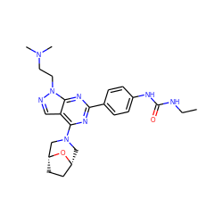 CCNC(=O)Nc1ccc(-c2nc(N3C[C@@H]4CC[C@H](C3)O4)c3cnn(CCN(C)C)c3n2)cc1 ZINC000045320504