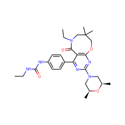 CCNC(=O)Nc1ccc(-c2nc(N3C[C@H](C)O[C@H](C)C3)nc3c2C(=O)N(CC)CC(C)(C)CO3)cc1 ZINC000142215156