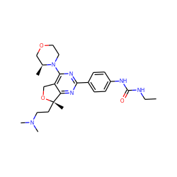 CCNC(=O)Nc1ccc(-c2nc(N3CCOC[C@@H]3C)c3c(n2)[C@](C)(CCN(C)C)OC3)cc1 ZINC000071319026