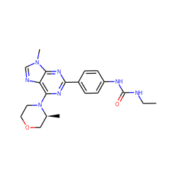 CCNC(=O)Nc1ccc(-c2nc(N3CCOC[C@@H]3C)c3ncn(C)c3n2)cc1 ZINC000096283246