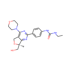 CCNC(=O)Nc1ccc(-c2nc(N3CCOCC3)c3c(n2)[C@@](C)(CO)OC3)cc1 ZINC000071317564