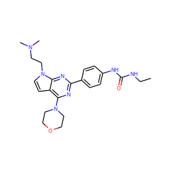 CCNC(=O)Nc1ccc(-c2nc(N3CCOCC3)c3ccn(CCN(C)C)c3n2)cc1 ZINC000049070287