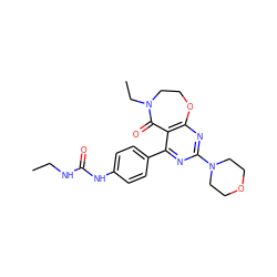 CCNC(=O)Nc1ccc(-c2nc(N3CCOCC3)nc3c2C(=O)N(CC)CCO3)cc1 ZINC000142193255