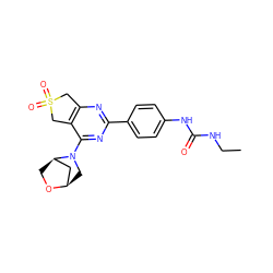 CCNC(=O)Nc1ccc(-c2nc3c(c(N4C[C@@H]5C[C@H]4CO5)n2)CS(=O)(=O)C3)cc1 ZINC000084653886