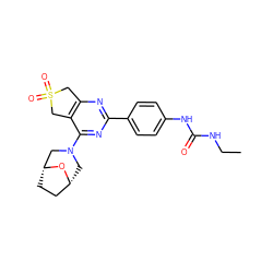 CCNC(=O)Nc1ccc(-c2nc3c(c(N4C[C@@H]5CC[C@H](C4)O5)n2)CS(=O)(=O)C3)cc1 ZINC000084653885