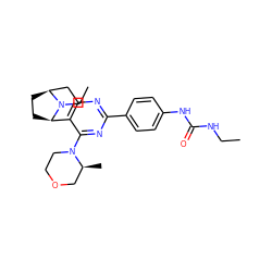 CCNC(=O)Nc1ccc(-c2nc3c(c(N4CCOC[C@@H]4C)n2)[C@H]2CC[C@@H](C3)N2CC)cc1 ZINC000095590261