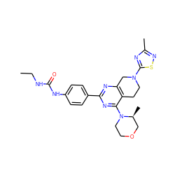 CCNC(=O)Nc1ccc(-c2nc3c(c(N4CCOC[C@@H]4C)n2)CCN(c2nc(C)ns2)C3)cc1 ZINC000095579291