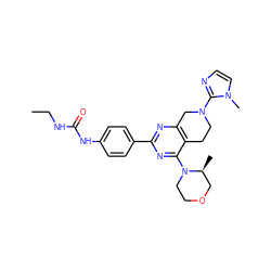 CCNC(=O)Nc1ccc(-c2nc3c(c(N4CCOC[C@@H]4C)n2)CCN(c2nccn2C)C3)cc1 ZINC000095587146