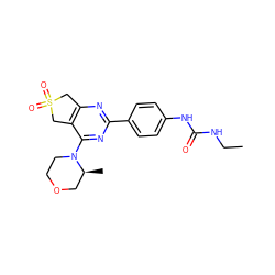 CCNC(=O)Nc1ccc(-c2nc3c(c(N4CCOC[C@@H]4C)n2)CS(=O)(=O)C3)cc1 ZINC000084670383