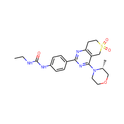 CCNC(=O)Nc1ccc(-c2nc3c(c(N4CCOC[C@H]4C)n2)CS(=O)(=O)CC3)cc1 ZINC000084670384