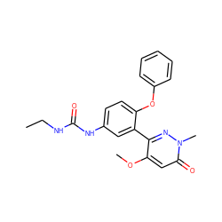 CCNC(=O)Nc1ccc(Oc2ccccc2)c(-c2nn(C)c(=O)cc2OC)c1 ZINC000217715554