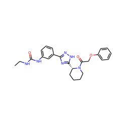 CCNC(=O)Nc1cccc(-c2n[nH]c([C@H]3CCCCN3C(=O)COc3ccccc3)n2)c1 ZINC000143252508