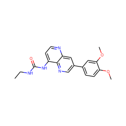 CCNC(=O)Nc1ccnc2cc(-c3ccc(OC)c(OC)c3)cnc12 ZINC000117570941