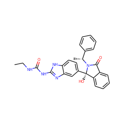 CCNC(=O)Nc1nc2cc([C@]3(O)c4ccccc4C(=O)N3[C@H](C)c3ccccc3)ccc2[nH]1 ZINC000116256728