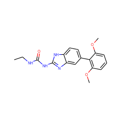 CCNC(=O)Nc1nc2cc(-c3c(OC)cccc3OC)ccc2[nH]1 ZINC000095602869