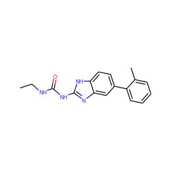 CCNC(=O)Nc1nc2cc(-c3ccccc3C)ccc2[nH]1 ZINC000095601049