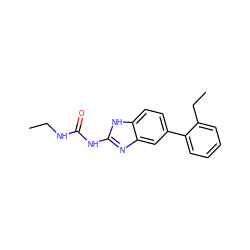 CCNC(=O)Nc1nc2cc(-c3ccccc3CC)ccc2[nH]1 ZINC000095603233