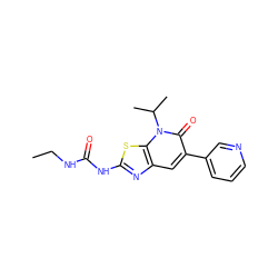 CCNC(=O)Nc1nc2cc(-c3cccnc3)c(=O)n(C(C)C)c2s1 ZINC000103264860