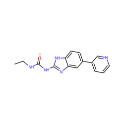 CCNC(=O)Nc1nc2cc(-c3cccnc3)ccc2[nH]1 ZINC000000003509