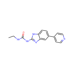 CCNC(=O)Nc1nc2cc(-c3ccncc3)ccc2[nH]1 ZINC000095601894