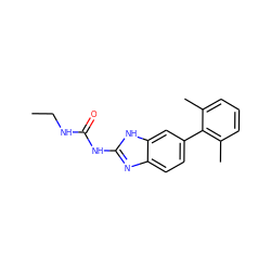 CCNC(=O)Nc1nc2ccc(-c3c(C)cccc3C)cc2[nH]1 ZINC000095602455