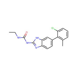 CCNC(=O)Nc1nc2ccc(-c3c(C)cccc3Cl)cc2[nH]1 ZINC000095605566