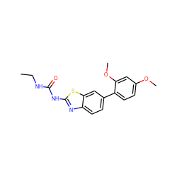 CCNC(=O)Nc1nc2ccc(-c3ccc(OC)cc3OC)cc2s1 ZINC000095603474