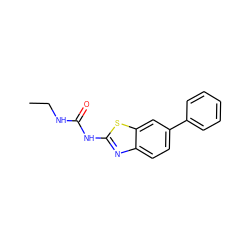 CCNC(=O)Nc1nc2ccc(-c3ccccc3)cc2s1 ZINC000095603282