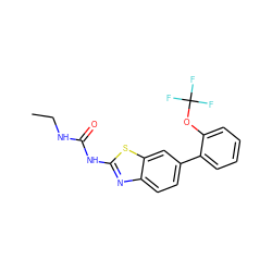 CCNC(=O)Nc1nc2ccc(-c3ccccc3OC(F)(F)F)cc2s1 ZINC000095603503