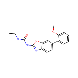 CCNC(=O)Nc1nc2ccc(-c3ccccc3OC)cc2o1 ZINC000095601817