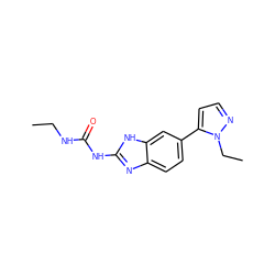 CCNC(=O)Nc1nc2ccc(-c3ccnn3CC)cc2[nH]1 ZINC000095601109