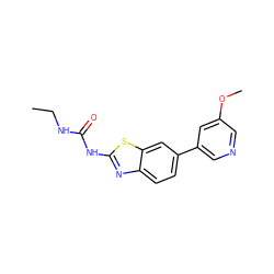 CCNC(=O)Nc1nc2ccc(-c3cncc(OC)c3)cc2s1 ZINC000299836608