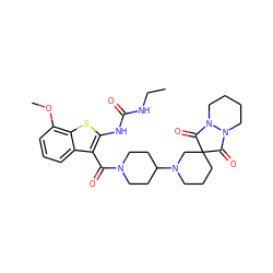 CCNC(=O)Nc1sc2c(OC)cccc2c1C(=O)N1CCC(N2CCCC3(C2)C(=O)N2CCCCN2C3=O)CC1 ZINC000084688676