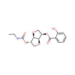 CCNC(=O)O[C@H]1CO[C@@H]2[C@H](OC(=O)c3ccccc3O)CO[C@H]12 ZINC000045290471