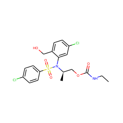 CCNC(=O)OC[C@@H](C)N(c1cc(Cl)ccc1CO)S(=O)(=O)c1ccc(Cl)cc1 ZINC000028976050