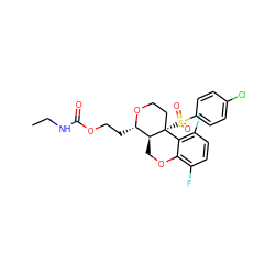 CCNC(=O)OCC[C@@H]1OCC[C@@]2(S(=O)(=O)c3ccc(Cl)cc3)c3c(F)ccc(F)c3OC[C@@H]12 ZINC000095576778