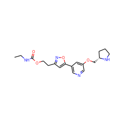 CCNC(=O)OCCc1cc(-c2cncc(OC[C@@H]3CCCN3)c2)on1 ZINC000095572904