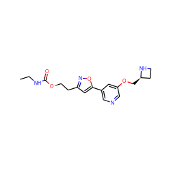 CCNC(=O)OCCc1cc(-c2cncc(OC[C@@H]3CCN3)c2)on1 ZINC000095573914