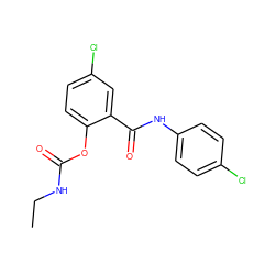 CCNC(=O)Oc1ccc(Cl)cc1C(=O)Nc1ccc(Cl)cc1 ZINC000045367950