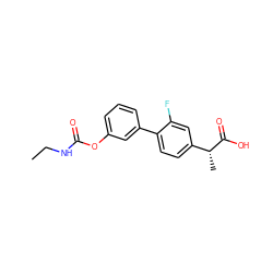 CCNC(=O)Oc1cccc(-c2ccc([C@@H](C)C(=O)O)cc2F)c1 ZINC000143787130