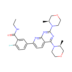 CCNC(=O)c1cc(-c2ccc3c(N4CCOC[C@@H]4C)nc(N4CCOC[C@@H]4C)nc3n2)ccc1F ZINC000139598251