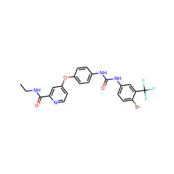 CCNC(=O)c1cc(Oc2ccc(NC(=O)Nc3ccc(Br)c(C(F)(F)F)c3)cc2)ccn1 ZINC000027879105