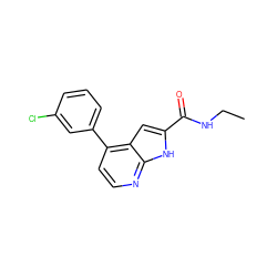 CCNC(=O)c1cc2c(-c3cccc(Cl)c3)ccnc2[nH]1 ZINC001772639401