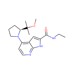CCNC(=O)c1cc2c(N3CCC[C@H]3C(C)(C)OC)ccnc2[nH]1 ZINC001772616070