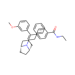 CCNC(=O)c1ccc(C(=C2C[C@@H]3CC[C@H](C2)N3CCc2ccccc2)c2cccc(OC)c2)cc1 ZINC000026248839