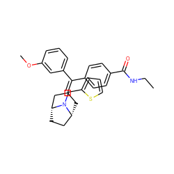 CCNC(=O)c1ccc(C(=C2C[C@@H]3CC[C@H](C2)N3Cc2cccs2)c2cccc(OC)c2)cc1 ZINC000026248796