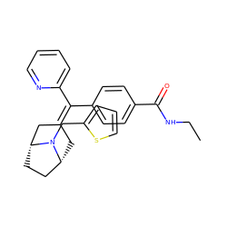 CCNC(=O)c1ccc(C(=C2C[C@@H]3CC[C@H](C2)N3Cc2cccs2)c2ccccn2)cc1 ZINC000028456595